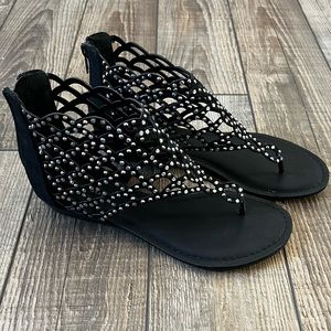 Zigi Soho Melaa black rhinestone gladiator dress sandal shoe size 8